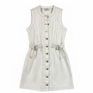 Derek Lam Collective Sleeveless White Denim Button Front Dress - Size 2